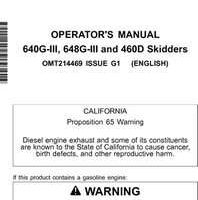 Operators Manuals for Timberjack G Series Iii model 648giii Skidders