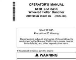 Operators Manuals for Timberjack K Series model 843k Wheeled Feller Bunchers