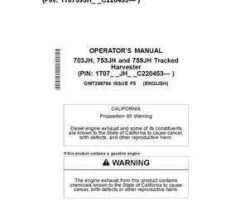 Operators Manuals for Timberjack J Series model 753jh Tracked Harvesters