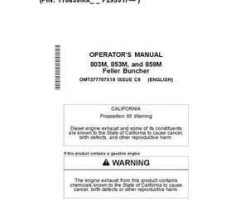 Operators Manuals for Timberjack M Series model 853m Tracked Feller Bunchers