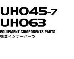 Hitachi Uh-series model Uh063 Excavators Equipment Components Parts Catalog Manual