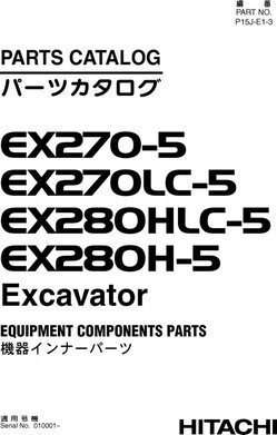 Hitachi Ex-5 Series model Ex280hlc-5 Excavators Equipment Components Parts Catalog Manual