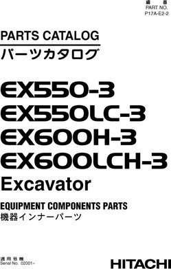 Hitachi Ex-3 Series model Ex550-3 Excavators Equipment Components Parts Catalog Manual
