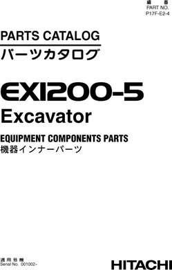 Hitachi Ex-5 Series model Ex1200-5 Excavators Equipment Components Parts Catalog Manual