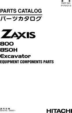 Hitachi Zaxis Series model Zaxis800 Excavators Equipment Components Parts Catalog Manual