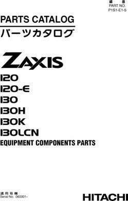 Hitachi Zaxis Series model Zaxis130lcn Excavators Equipment Components Parts Catalog Manual