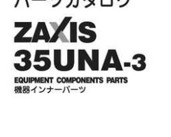 Hitachi Zaxis-3 Series model Zaxis35una-3 Excavators Equipment Components Parts Catalog Manual