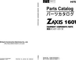 Hitachi Zaxis Series model Zaxis160w Excavators Equipment Components Parts Catalog Manual