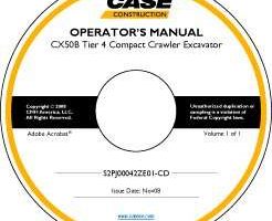 Operator's Manual on CD for Case Excavators model CX50