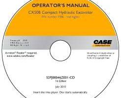 Operator's Manual on CD for Case Excavators model CX50B