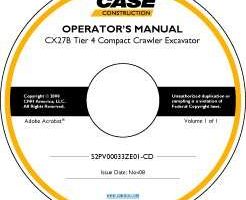 Operator's Manual on CD for Case Excavators model CX27B