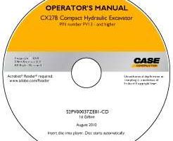 Operator's Manual on CD for Case Excavators model CX27B