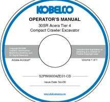 Operator's Manual on CD for Kobelco Excavators model SK30SR