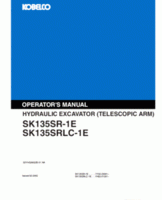 Kobelco Excavators model SK135SRLC-1E Operator's Manual