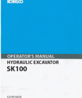 Kobelco Excavators model SK100 Operator's Manual