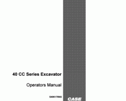Case Excavators model 40B Operator's Manual