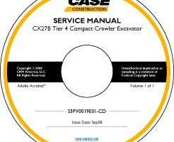 Service Manual on CD for Case Excavators model CX27B