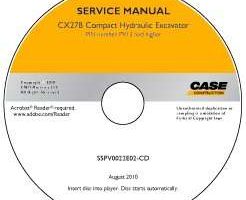 Service Manual on CD for Case Excavators model CX27B