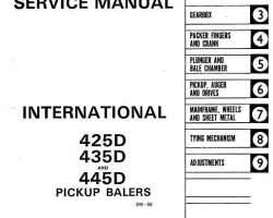 Service Manual for Case IH Balers model 435D