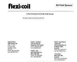 Parts Catalog for New Holland Sprayers model 60