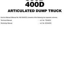 Service Repair Manuals for Hitachi D Series model Ah350d Articulated Dump Trucks