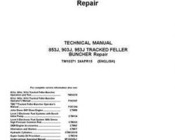 Timberjack J Series model 903j Tracked Feller Bunchers Service Repair Technical Manual