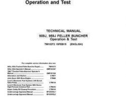 Timberjack J Series model 959j Tracked Feller Bunchers Test Technical Manual