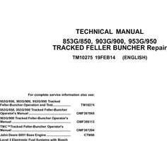 Timberjack G Series model 953g Tracked Feller Bunchers Service Repair Technical Manual