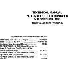 Timberjack B Series model 608b Tracked Feller Bunchers Test Technical Manual