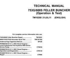 Timberjack G Series model 753g Tracked Feller Bunchers Test Technical Manual