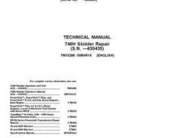 Timberjack H Series model 748h Skidders Service Repair Technical Manual