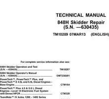 Timberjack H Series model 848h Skidders Service Repair Technical Manual