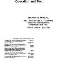Timberjack J Series model 759j Tracked Feller Bunchers Test Technical Manual