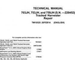 Timberjack J Series model 753jh Tracked Harvesters Service Repair Technical Manual