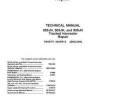 Timberjack J Series model 903jh Tracked Harvesters Service Repair Technical Manual