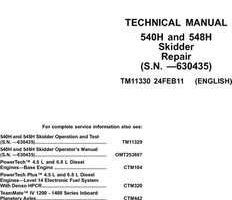 Timberjack H Series model 540h Skidders Service Repair Technical Manual