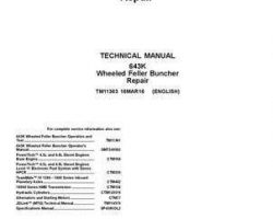 Timberjack K Series model 643k Wheeled Feller Bunchers Service Repair Technical Manual