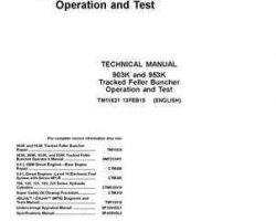 Timberjack K Series model 953k Tracked Feller Bunchers Test Technical Manual