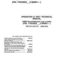 Timberjack D Series model 335d Knuckleboom Loader Test Technical Manual