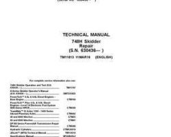 Timberjack H Series model 748h Skidders Service Repair Technical Manual