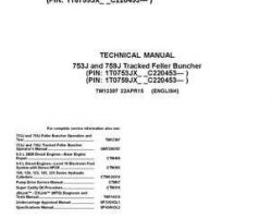 Timberjack J Series model 759j Tracked Feller Bunchers Service Repair Technical Manual
