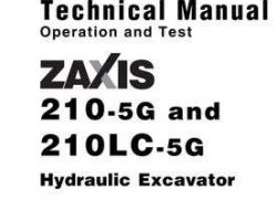Test Service Repair Manuals for Hitachi Zaxis-5 Series model Zaxis210lc-5g Excavators