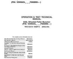 Timberjack L Series model 643l Wheeled Feller Bunchers Test Technical Manual