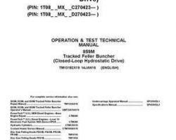 Timberjack M Series model 859m Tracked Feller Bunchers Test Technical Manual