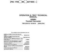 Timberjack M Series model 909mh Tracked Harvesters Test Technical Manual