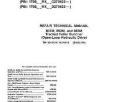 Timberjack M Series model 853m Tracked Feller Bunchers Service Repair Technical Manual