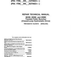 Timberjack M Series model 853m Tracked Feller Bunchers Service Repair Technical Manual