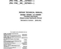 Timberjack M Series model 853mh Tracked Harvesters Service Repair Technical Manual