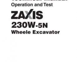 Test Service Repair Manuals for Hitachi Zaxis-5 Series model Zaxis230w-5n Excavators