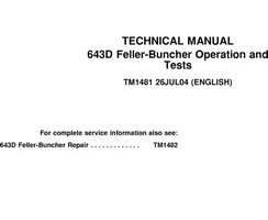 Timberjack D Series model 643d Wheeled Feller Bunchers Test Technical Manual